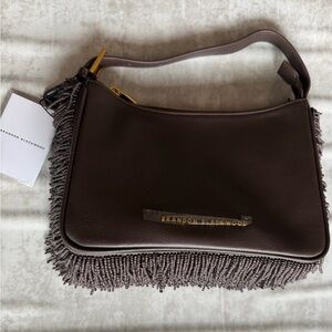 Brandon Blackwood Dark Brown Fringe Shoulder Bag